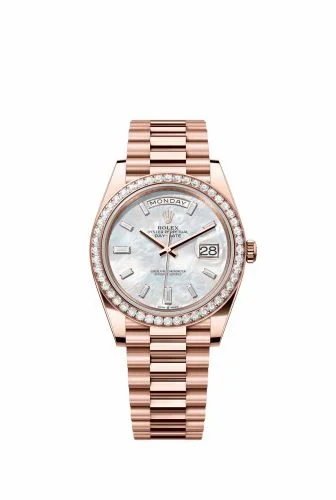 Rolex Day-Date 40 Everose - Diamond / MOP - Baguette 228345RBR-0026 (m228345rbr-0026)